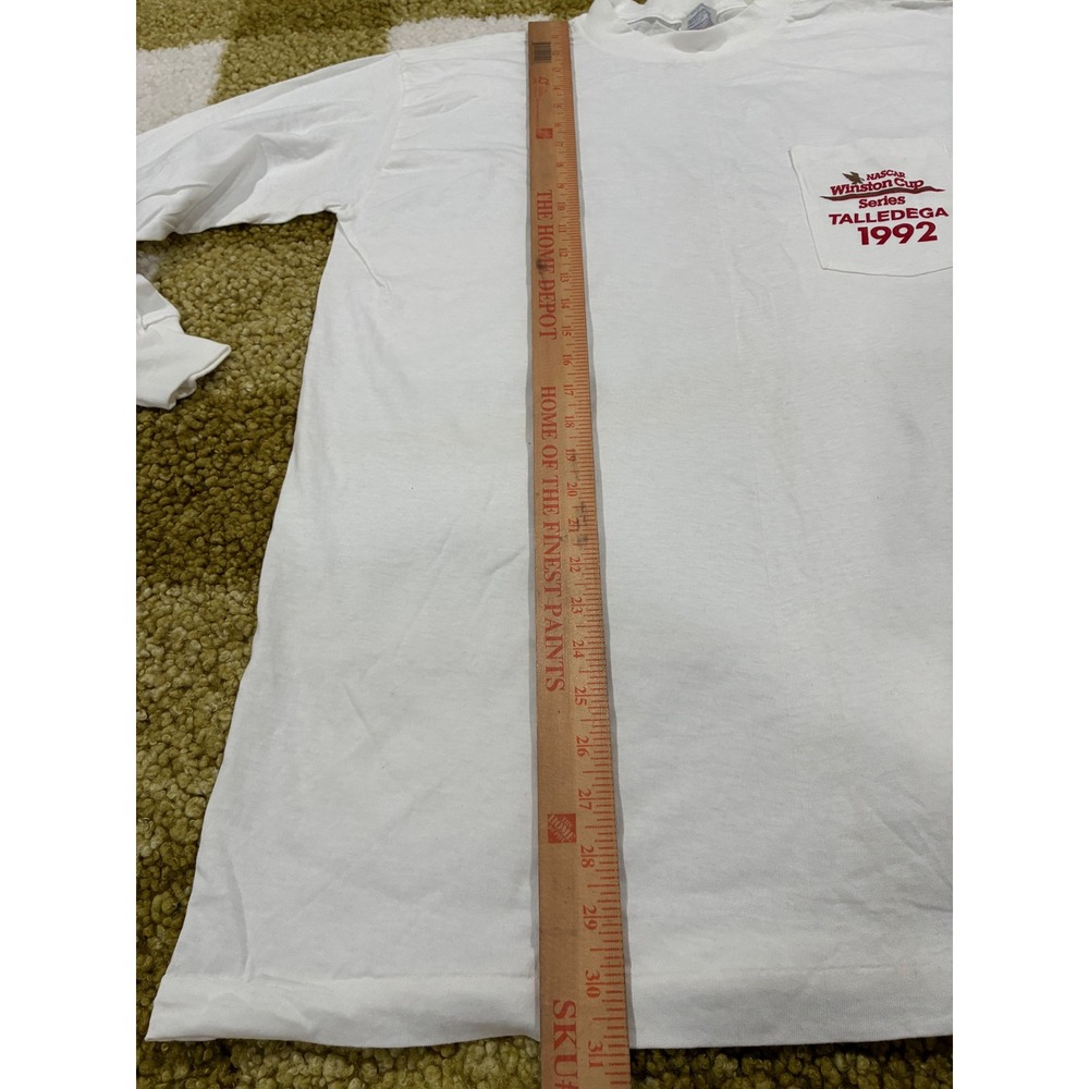 Vintage 1992 NASCAR‎ Winston Cup Talladega Long Sleeve Pocket T-Shirt XL White - Picture 7 of 9